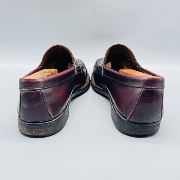GH Bass & Co Weejuns Shoes Mens 9.5 Burgundy Leather Penny Loafers Slip On Dress - Picture 6 of 11